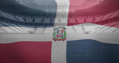 Dominican Republic Flag Overlay in Empty Sports Stadium - Download Free Stock Images Pikwizard.com