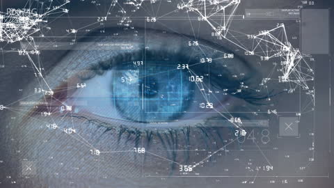 Abstract Digital Eye Interface Analyzing Data