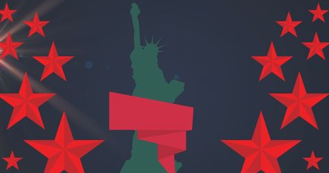 Statue of Liberty Silhouette with Red Stars Digital Design - Download Free Stock Images Pikwizard.com