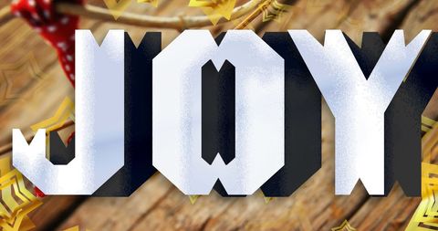 Festive 'Joy' Typography with Falling Stars