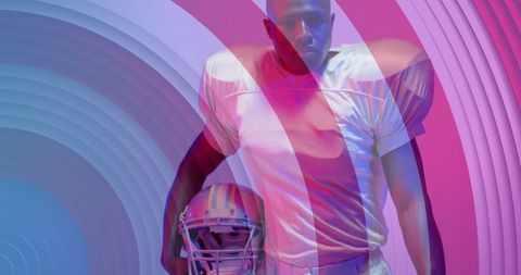 African American Football Player with USA Flag Background