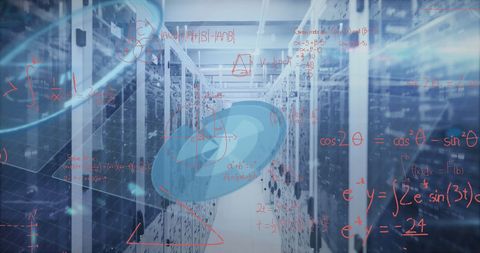 Abstract Mathematical Data Processing in Server Room - Download Free Stock Images Pikwizard.com