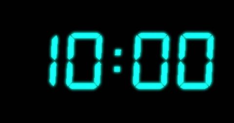Blue digital timer on black display