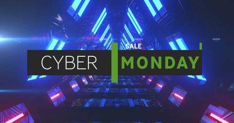 Cyber Monday Sale With Futuristic Neon Background - Download Free Stock Images Pikwizard.com
