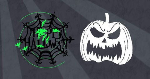 Spooky Halloween Design with Spider Web and Pumpkin