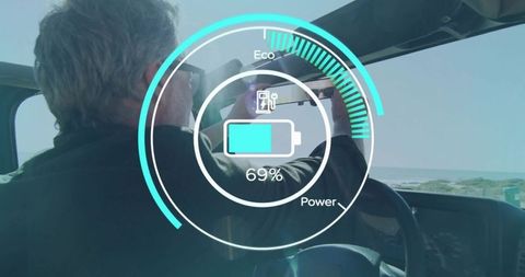 Car hud display with eco power gauge on innovative dashboard