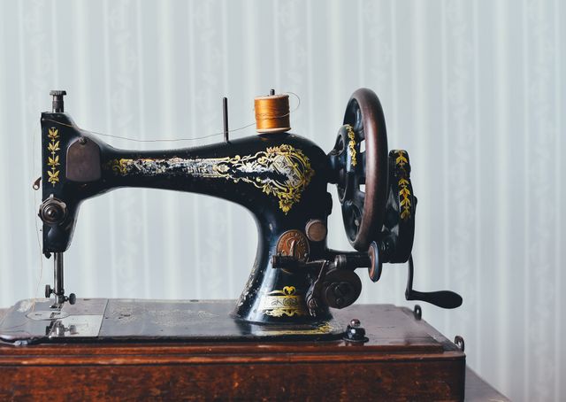Black and Gold Sewing Machine - Download Free Stock Photos Pikwizard.com