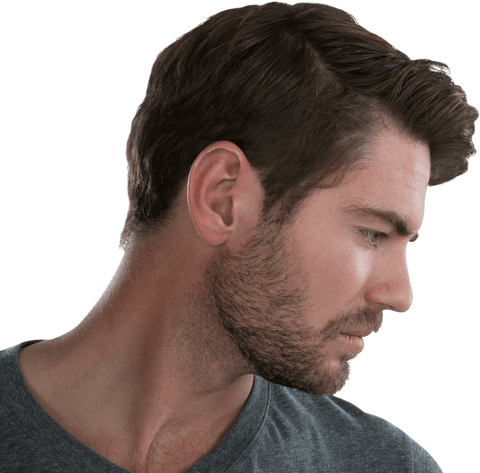 Profile View of Man with Stylish Beard on Transparent Background