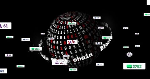 futuristic blockchain sphere with binary orbit - Download Free Stock Images Pikwizard.com