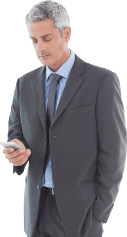Professional Businessman Using Smartphone Isolated On Transparent Background - Download Free Stock Videos Pikwizard.com