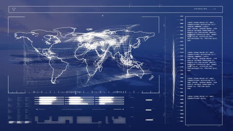 Futuristic Global Data Analysis Interface on Digital Display