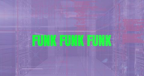 Futuristic Funk Text Overlay on High-Tech Server Room - Download Free Stock Images Pikwizard.com