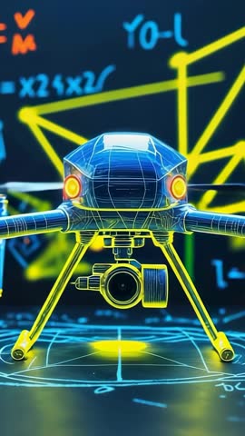 Vertical Tech Video: Drone Activating Landing Sequence in Holographic Lab with Neon LEDs