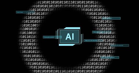 AI Folder Icon with Futuristic Binary Code Background