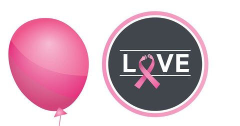 Breast cancer awareness design with pink ribbon and balloon