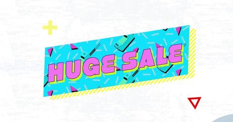 Vibrant Huge Sale Banner with Geometric Patterns