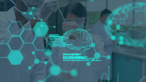 Data Processing Animation with Scientists in Laboratory