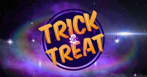Colorful Trick or Treat Text Over Starry Night Sky - Download Free Stock Images Pikwizard.com