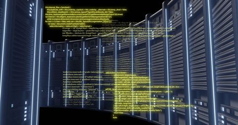 digital data processing over computer servers displaying code - Download Free Stock Images Pikwizard.com