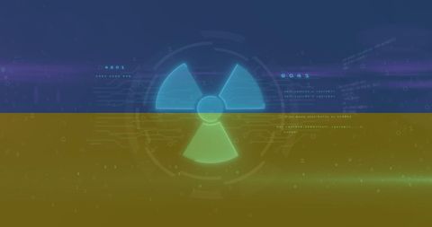 Digital Abstract on Ukraine Crisis with Nuclear Symbol