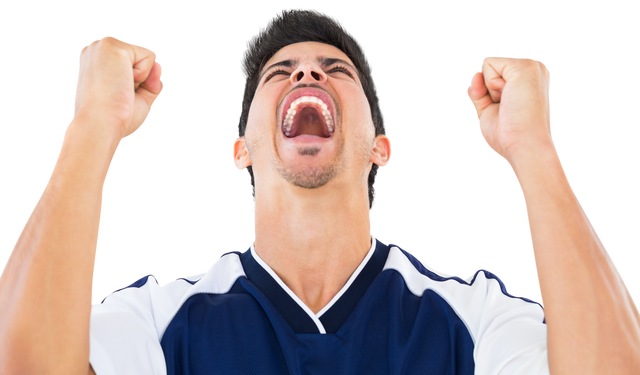 Football Player Screaming Victory Celebrating Win Transparent - Download Free Stock Videos Pikwizard.com