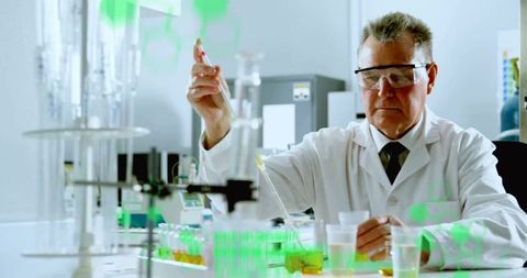 Senior Scientist Conducting Experiment in Laboratory Setting