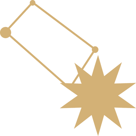 Abstract golden starburst with geometric linking on transparent background