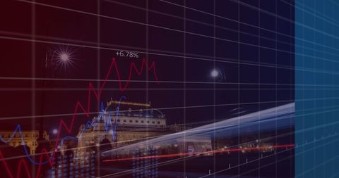 Digital Data Processing Over Cityscape at Night - Download Free Stock Images Pikwizard.com