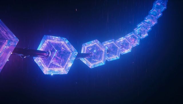 Futuristic glowing blockchain in neon light
