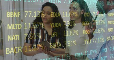 Team Analyzing Digital Financial Data in Modern Office Environment