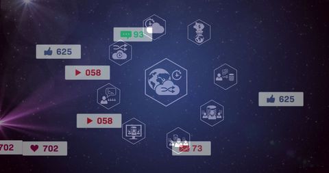 digital icons with social media interaction overlays - Download Free Stock Images Pikwizard.com