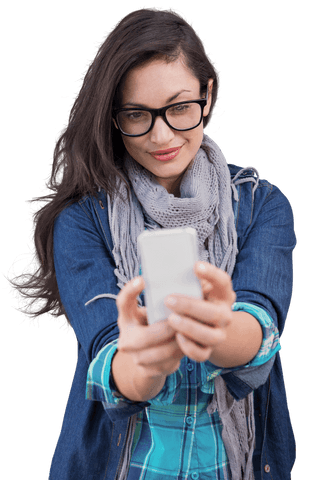 Smartphone usage caucasian woman transparent lifestyle concept