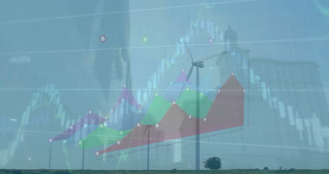 Financial Data Animation with Wind Turbine Background