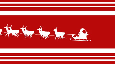 Minimalist Christmas Scene with Santa's Sleigh on Red Background