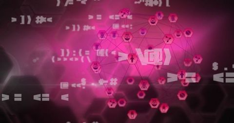 Futuristic digital interface with hexagonal network connections