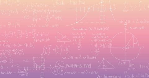 Mathematical Formulas on Gradient Pink Background for Educational Design - Download Free Stock Images Pikwizard.com
