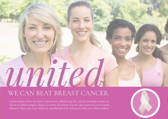 United Women Smiling for Breast Cancer Awareness - Download Free Stock Templates Pikwizard.com