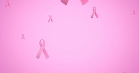 Breast Cancer Awareness Pink Ribbons on Colorful Background