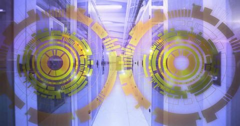 digital data scope overlay on server room for futuristic technology - Download Free Stock Images Pikwizard.com