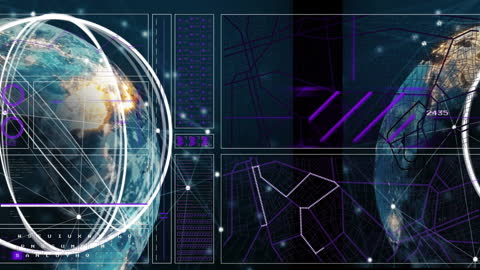 Futuristic Digital Interface with Earth and Data Projections