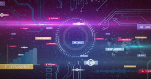 Futuristic digital dashboard with interactive elements