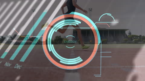 Animated Sports Technology Interface with Runner on Track