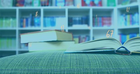 Library with Floating Mathematical Symbols Above Open Book on Table - Download Free Stock Images Pikwizard.com