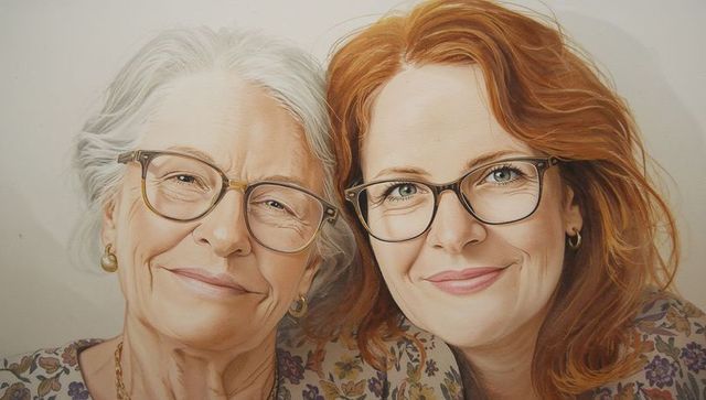 Mother and Daughter Smiling with Elegance and Warm Connection