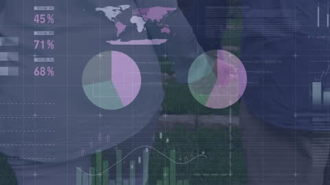 Abstract Digital Data Overlaid on Green Backdrop