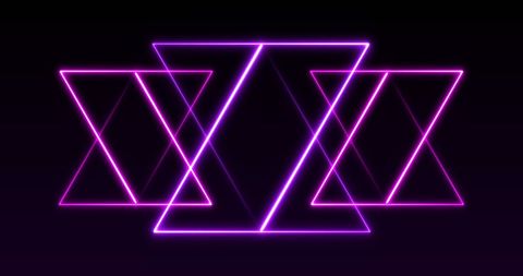 Glowing Neon Triangles with Purple Light Effect