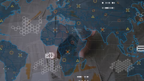 Futuristic Global Data Interface Visualization Overlay