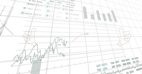 Digital Financial Data Visualizations with Thumbs Up Icons - Download Free Stock Images Pikwizard.com