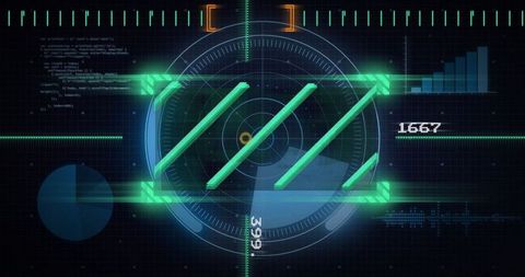 Futuristic Digital Data Visualization with Scanning Interface