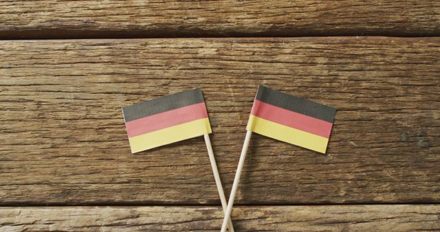 Image of flags of germany on wooden background. nationality, state symbols, patriotism and independence concept.